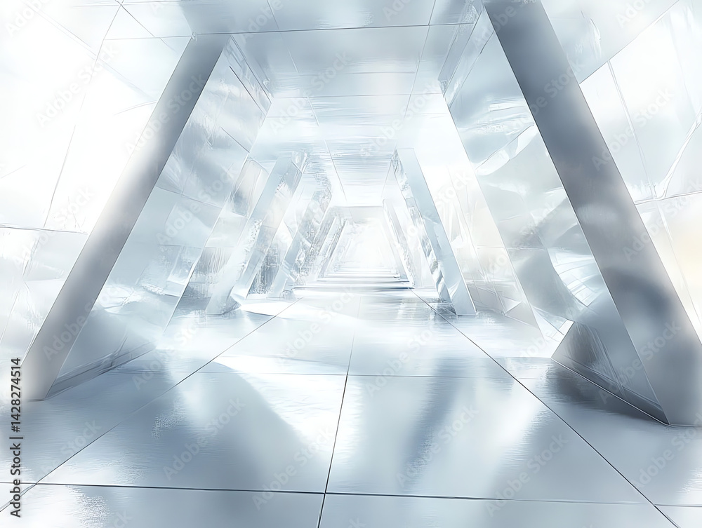 Fototapeta premium Futuristic White Corridor Architecture Rendering