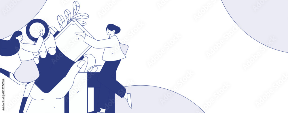 Obraz premium Use red envelopes to attract new customers and promote activity. Flat vector character concept illustration 