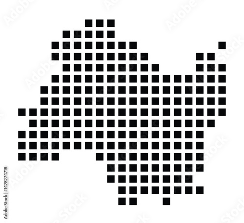 Symbol Map of the City Wetter (Ruhr) (Germany) showing the city with a pattern of just a few black squares