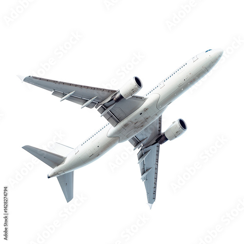 White airplane soaring high above dark sky dramatic flight travel journey on transparent background