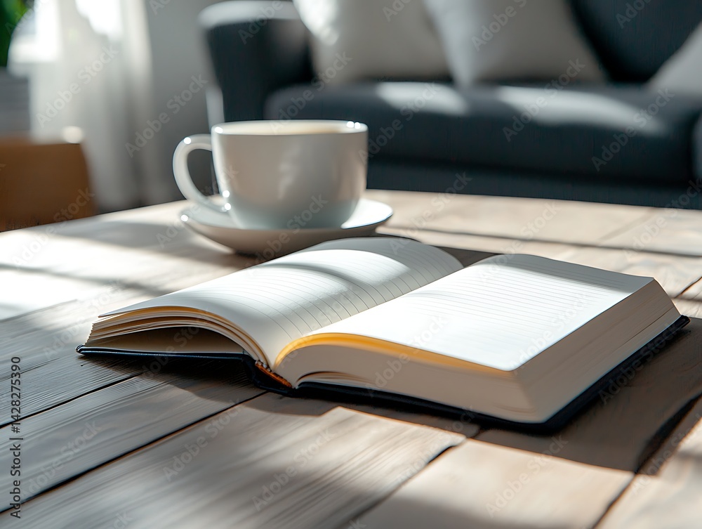 Naklejka premium Coffee, Book, Living Room