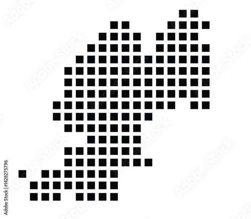 Symbol Map of the City Bad Kreuznach (Germany) showing the city with a pattern of just a few black squares