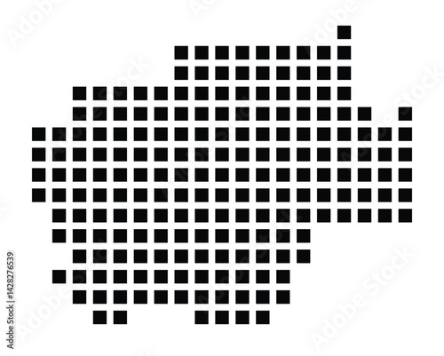 Symbol Map of the City Bochum (Germany) showing the city with a pattern of just a few black squares