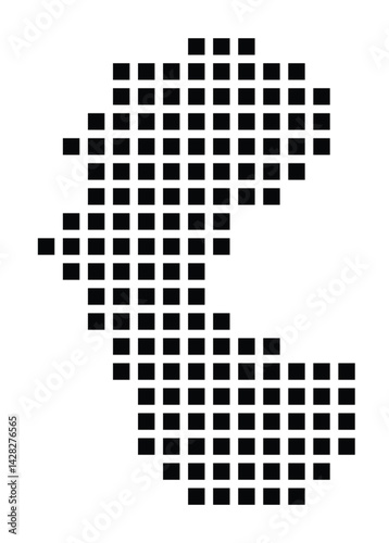 Symbol Map of the City Bottrop (Germany) showing the city with a pattern of just a few black squares