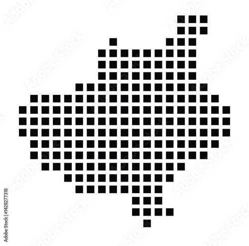 Symbol Map of the City Dormagen (Germany) showing the city with a pattern of just a few black squares