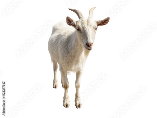 Adorable white goat isolated on perfect for designs and illustrations pet on transparent background