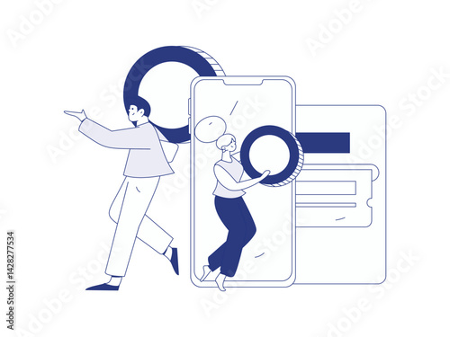 Use red envelopes to attract new customers and promote activity. Flat vector character concept illustration
