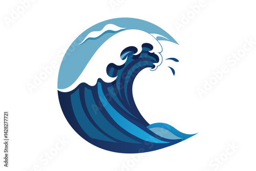 blue ocean wave vector illustration on white background