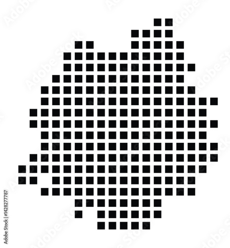Symbol Map of the City Eschweiler (Germany) showing the city with a pattern of just a few black squares