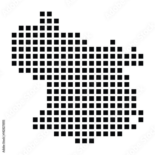 Symbol Map of the City Freiberg (Germany) showing the city with a pattern of just a few black squares