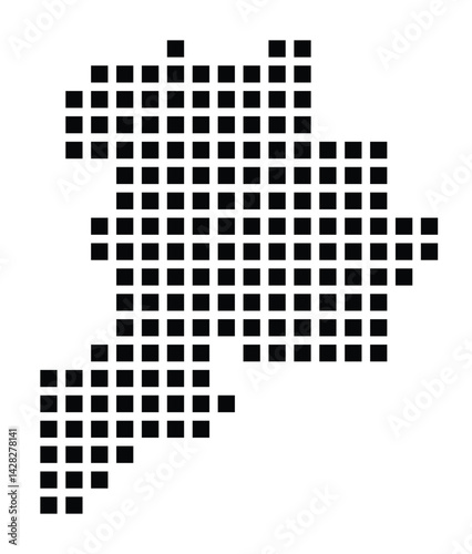 Symbol Map of the City Freital (Germany) showing the city with a pattern of just a few black squares