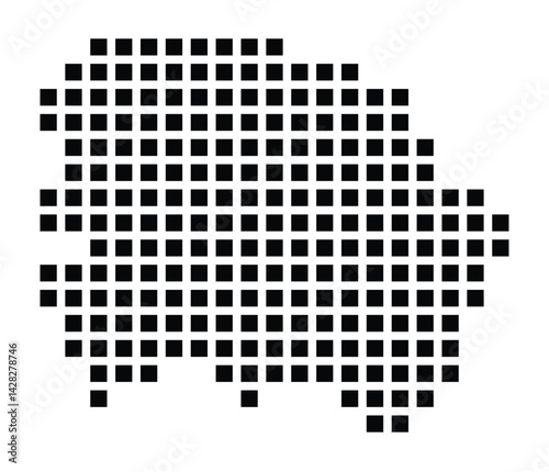 Symbol Map of the City Greven (Germany) showing the city with a pattern of just a few black squares