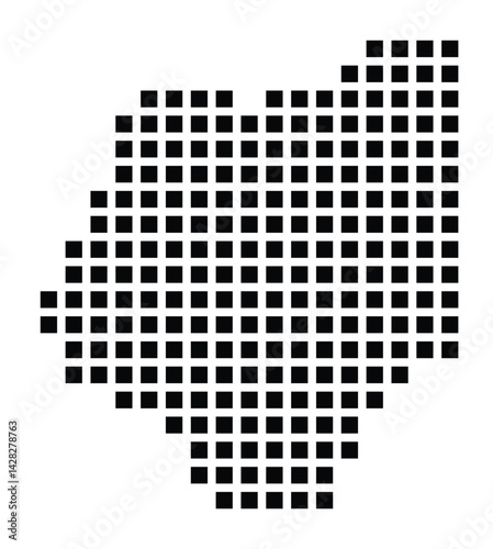 Symbol Map of the City Gronau (Westf.) (Germany) showing the city with a pattern of just a few black squares