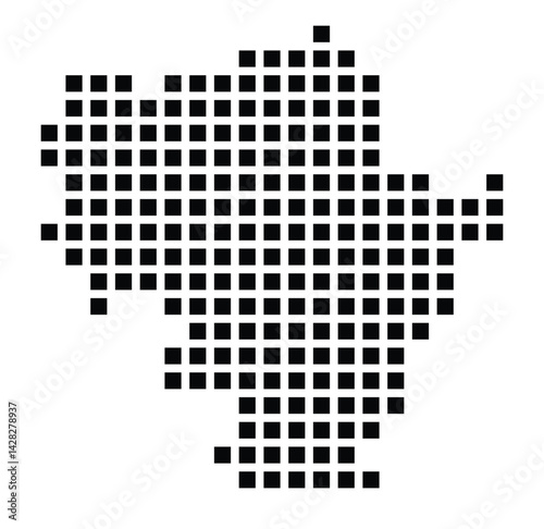 Symbol Map of the City Halle (Saale) (Germany) showing the city with a pattern of just a few black squares