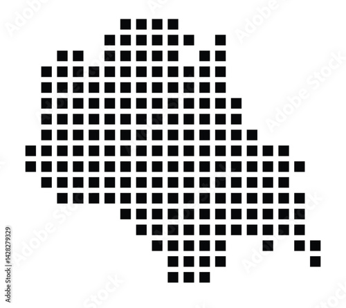 Symbol Map of the City Hennef (Sieg) (Germany) showing the city with a pattern of just a few black squares