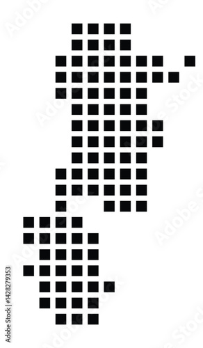 Symbol Map of the City Herzogenrath (Germany) showing the city with a pattern of just a few black squares photo