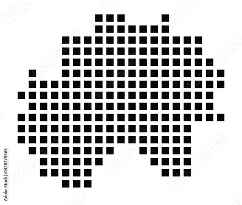Symbol Map of the City Hildesheim (Germany) showing the city with a pattern of just a few black squares