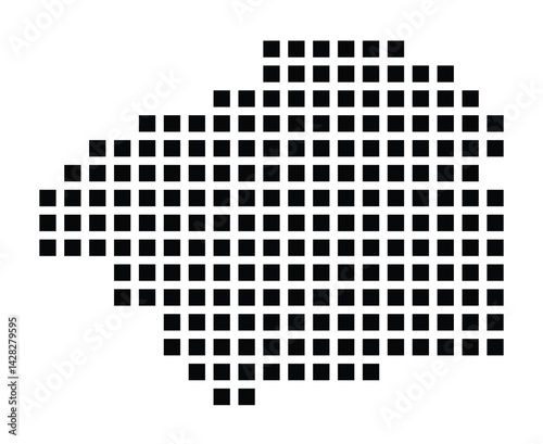 Symbol Map of the City Hürth (Germany) showing the city with a pattern of just a few black squares