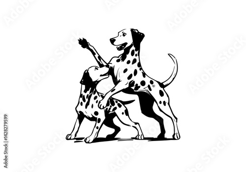 Dalmatian Dog Hand Drawn Illustration Sketch Vector Isolated by AZ for Books, Arts, Design and Decoration Graphic Asset
