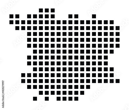 Symbol Map of the City Kempten (Allgäu) (Germany) showing the city with a pattern of just a few black squares