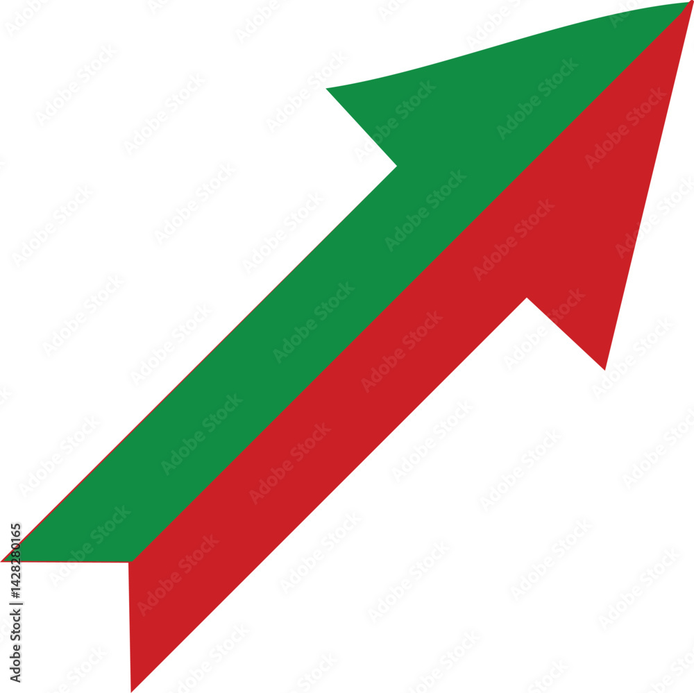 Upward Pointing Geometric Arrow Icon in Green and Red Colors with Bold Minimalist Design and Clean Angular Edges Upward Pointing Geometric Arrow Icon in Green and Red Colors with Bold Minimalist Design and Clean Angular Edges