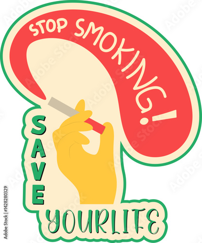 Healthy sticker label illustration. Healthy eat, healthy life, new habits for better life.