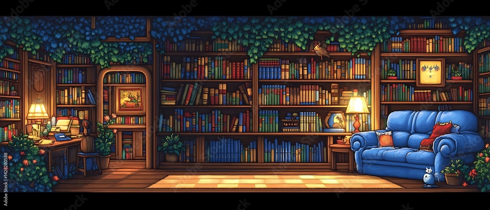 Cozy Library Interior Scene Cozy Library Interior Scene