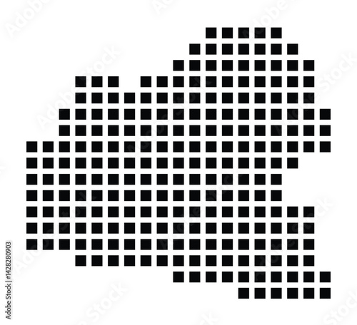 Symbol Map of the City Maintal (Germany) showing the city with a pattern of just a few black squares