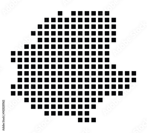 Symbol Map of the City Melle (Germany) showing the city with a pattern of just a few black squares