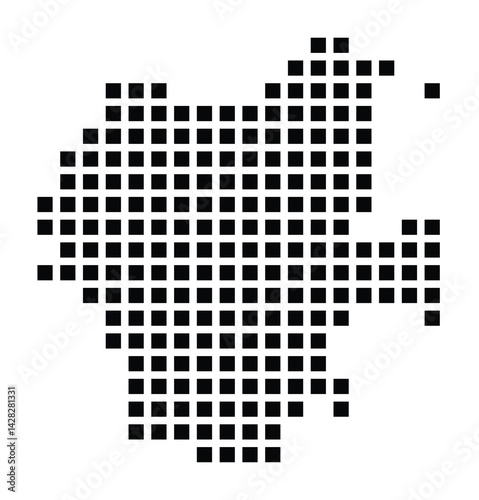 Symbol Map of the City Mönchengladbach (Germany) showing the city with a pattern of just a few black squares