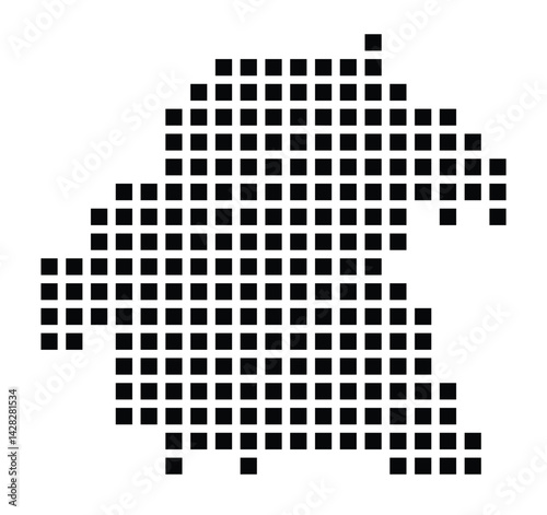 Symbol Map of the City Neu-Ulm (Germany) showing the city with a pattern of just a few black squares