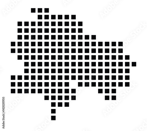 Symbol Map of the City Nürtingen (Germany) showing the city with a pattern of just a few black squares
