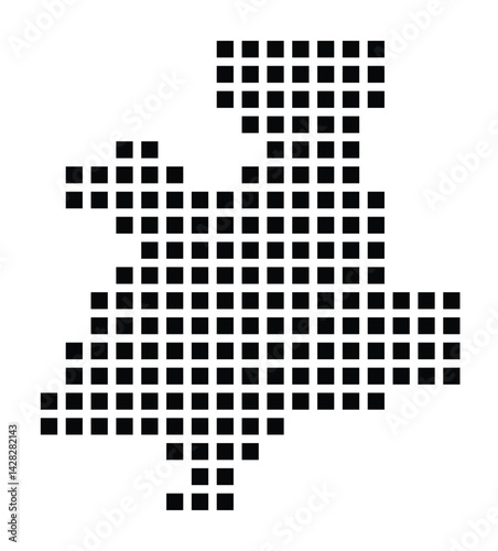 Symbol Map of the City Offenbach am Main (Germany) showing the city with a pattern of just a few black squares