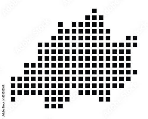 Symbol Map of the City Oranienburg (Germany) showing the city with a pattern of just a few black squares