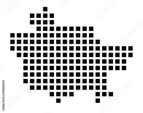 Symbol Map of the City Osnabrück (Germany) showing the city with a pattern of just a few black squares