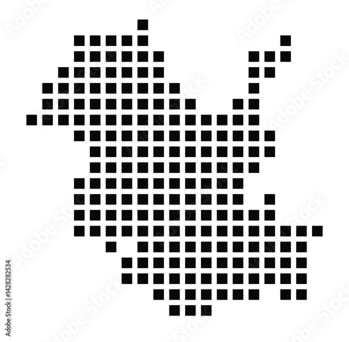 Symbol Map of the City Potsdam (Germany) showing the city with a pattern of just a few black squares
