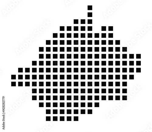 Symbol Map of the City Rheda-Wiedenbrück (Germany) showing the city with a pattern of just a few black squares