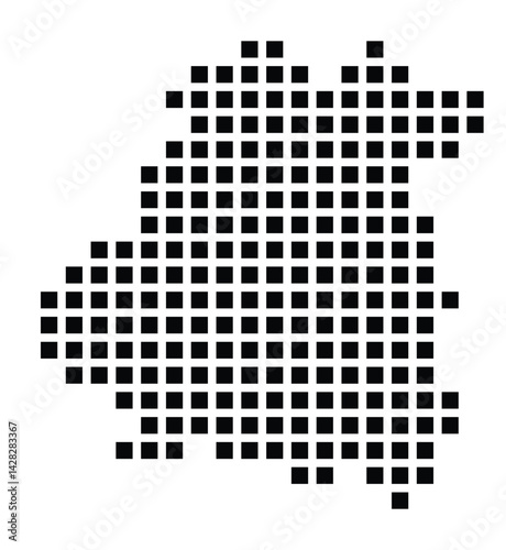 Symbol Map of the City Schwerte (Germany) showing the city with a pattern of just a few black squares