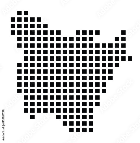 Symbol Map of the City Stolberg (Rhld.) (Germany) showing the city with a pattern of just a few black squares