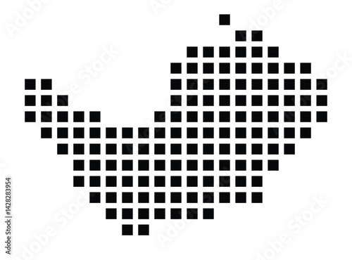 Symbol Map of the City Tuttlingen (Germany) showing the city with a pattern of just a few black squares