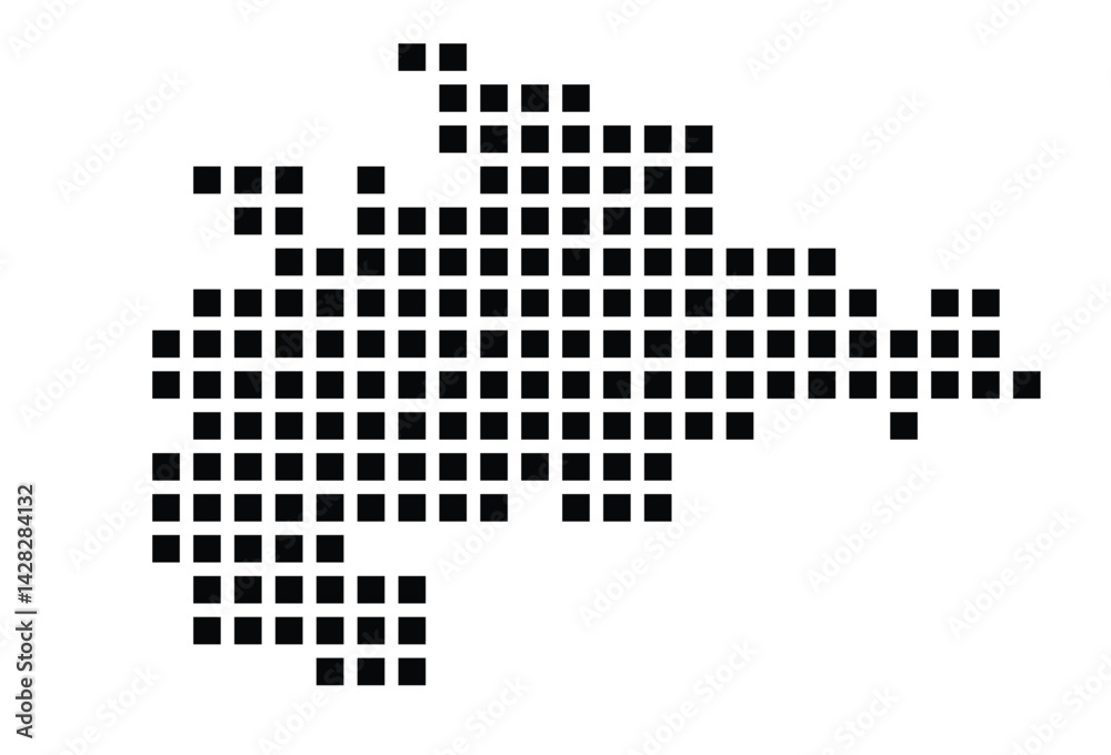 Symbol Map of the City Villingen-Schwenningen (Germany) showing the city with a pattern of just a few black squares Symbol Map of the City Villingen-Schwenningen (Germany) showing the city with a pattern of just a few black squares