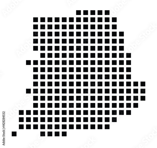 Symbol Map of the City Wermelskirchen (Germany) showing the city with a pattern of just a few black squares