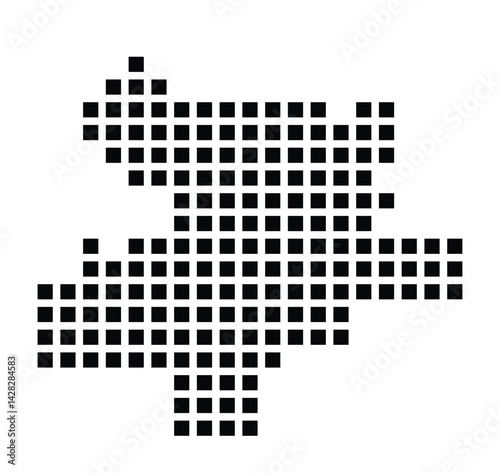 Symbol Map of the City Winsen (Luhe) (Germany) showing the city with a pattern of just a few black squares