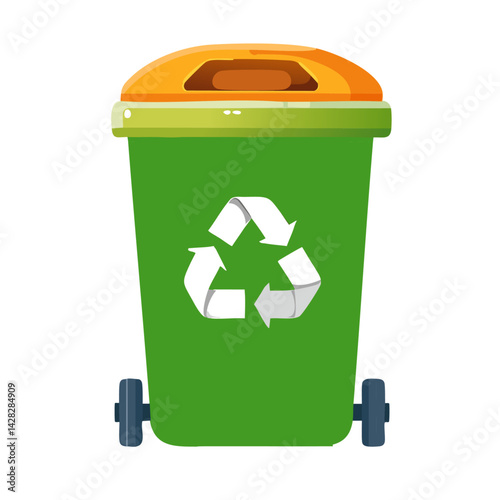green recycle bin with recycle sign vector icon graphic design