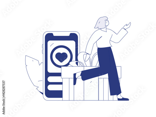 Use red envelopes to attract new customers and promote activity. Flat vector character concept illustration
