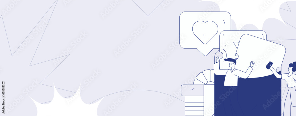 Fototapeta premium Use red envelopes to attract new customers and promote activity. Flat vector character concept illustration
