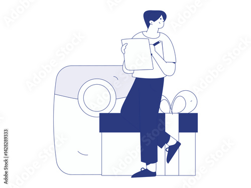 Use red envelopes to attract new customers and promote activity. Flat vector character concept illustration
