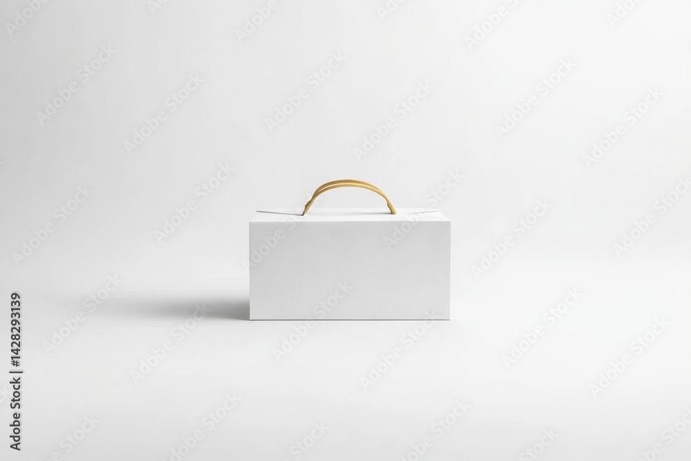 Naklejka premium White rectangular box with golden handle