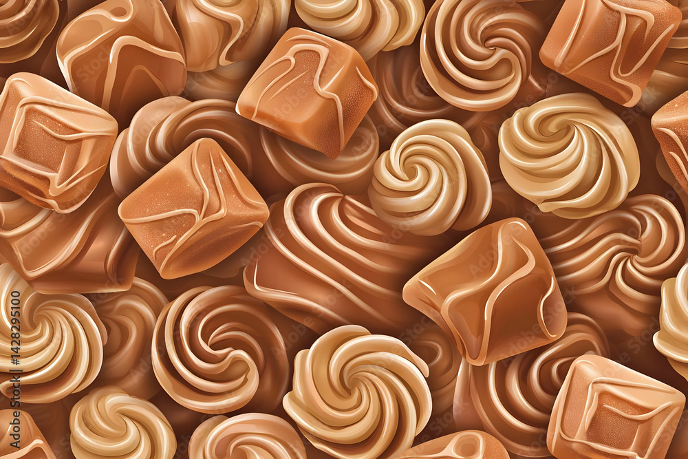 Delicious Caramel and Chocolate Candy Collection Background Delicious Caramel and Chocolate Candy Collection Background