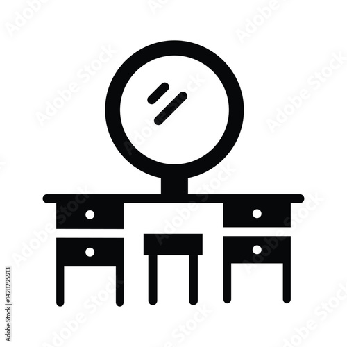 A captivating glyph style icon showing wooden dressing table